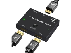 Conmutador Displayport divisor bidireccional Yizhood negro