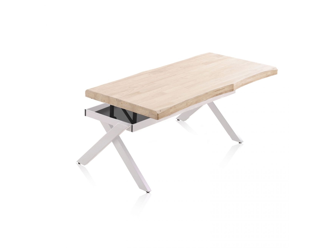 Mesa de centro elevable Xena Fit Roble - Blanco 120 x 62 x 60 cm
