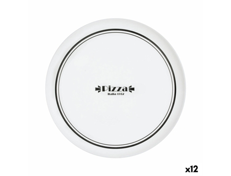 Plato para Pizza LUMINARC Firend's Time Bistro Blanco Negro Vidrio Ø 32 cm (12 Unidades)