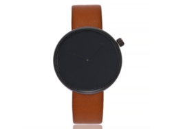 Reloj De Pulsera Unisex Vansvar De Piel Sintética Con Movimiento De Cuarzo, Color Marrón/negro Sólido.