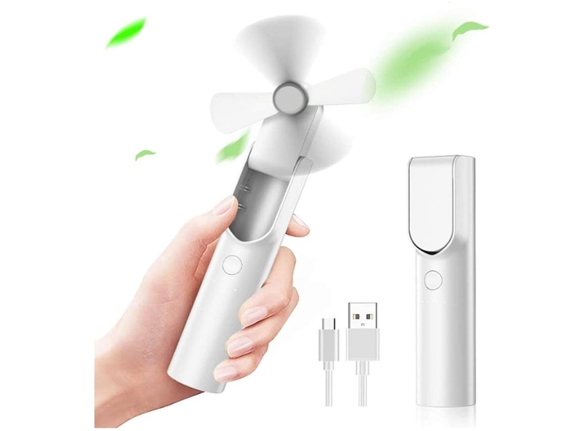 Mini ventilador portátil, batería externa recargable de 4800 mAh, 3 velocidades, 18 horas de duración, Yizhood (blanco)