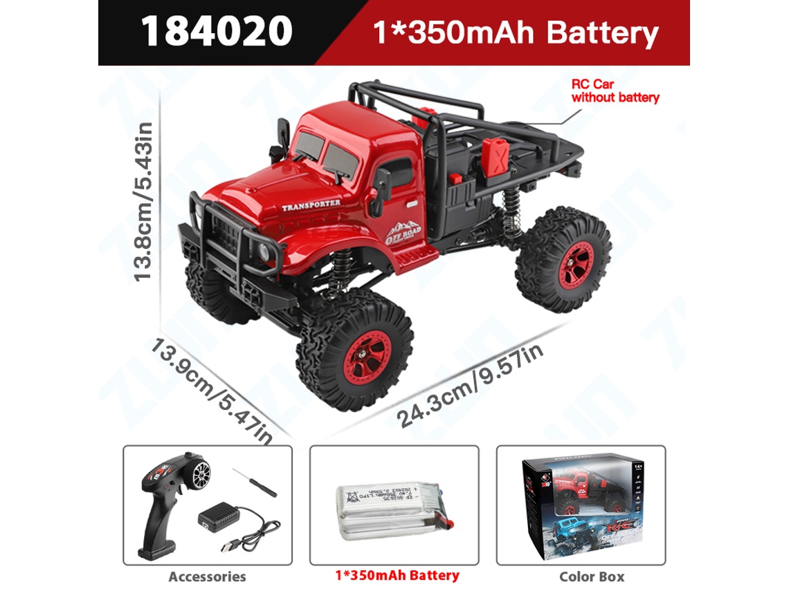 Mini Coche Rc 118 4wd Off Road Con Luces Led 2.4g, Vehículo Eléctrico De Escalada, Control Remoto Para Niños, Rojo Aeuzwr
