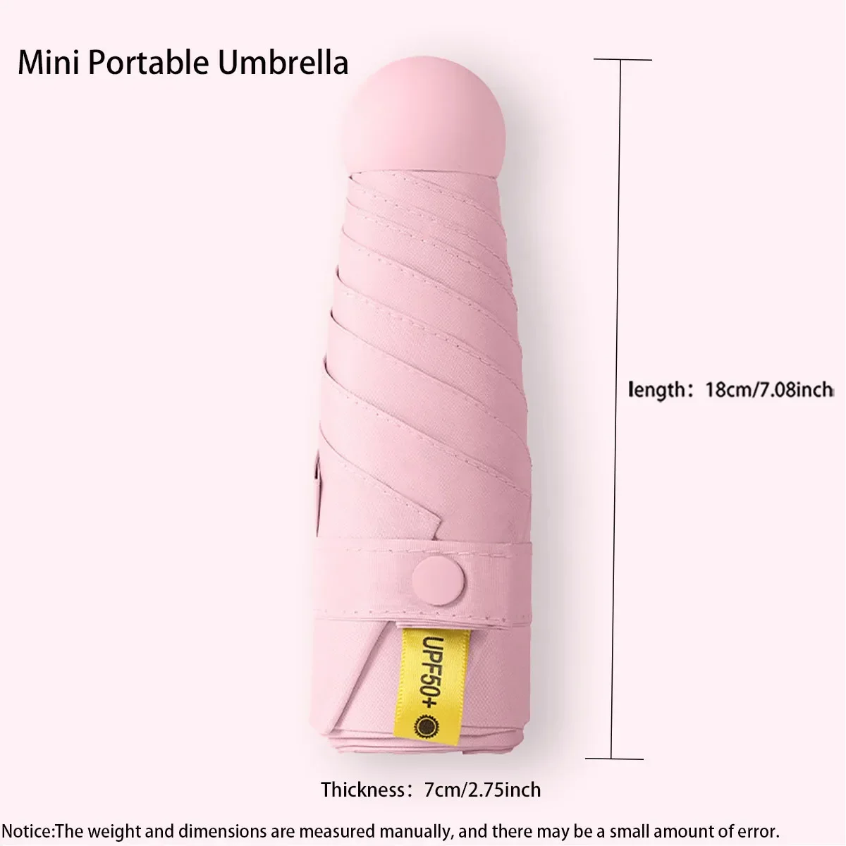 (rosa, 6k) Paraguas Plegable, Ligero, Mini, Portátil, Protección Solar Para Exteriores.