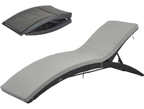 Tumbona HABITAT ET JARDIN Playa (Negro - Acero, Resina - 188x59x80 cm)