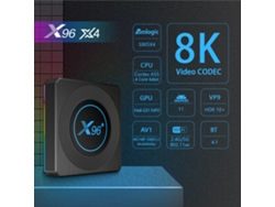 Caixa De Tv X96 X4 Amlogic S905x4, 4 Gb De Ram/64 Gb De Rom, Wi Fi 2.4g/5g 1000m Lan Bt4.0 8k H.265 Android 11.0 Bisbisous (negro)