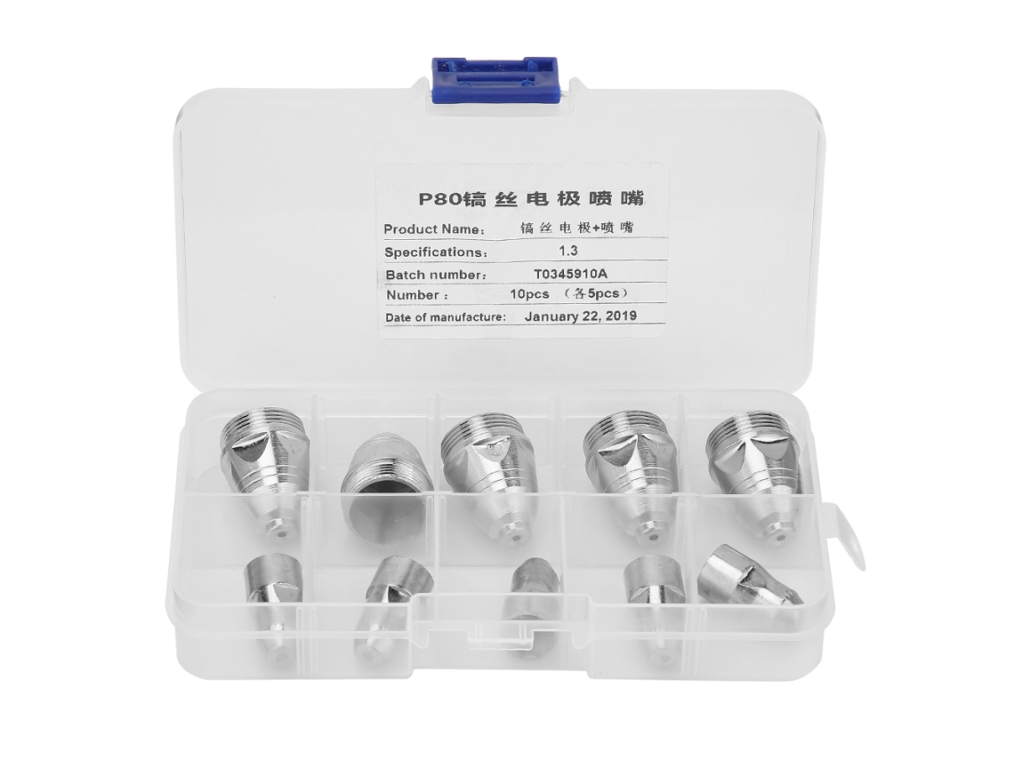 10 Consumibles Para Corte Por Plasma: Boquilla Y Electrodo P80 (boquilla De 1,3 Mm + Electrodo) Para Antorcha De Corte.