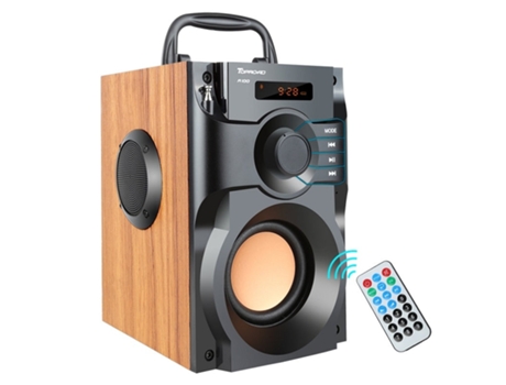 Altavoz Bluetooth portátil SLOWMOOSE Subwoofer estéreo inalámbrico Soporte de Altavoz de graves FM-Radio Tf Aux Usb Control remoto Negro [Amarillo]