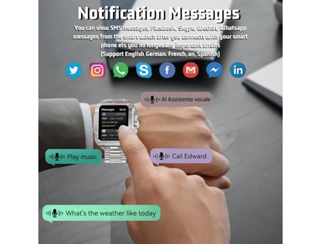 Smartwatch 1.85'' Pantalla Completamente Táctil, con Frecuencia Cardíaca, Spo2, Monitorización del Sueño. 20 Modo Deportivo Fitness Smartwatch, Asi...