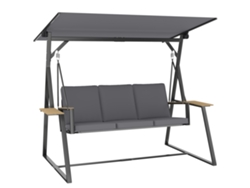 Columpio De 3 Plazas Con 2 Bandejas Y Cojines, Capacidad De 360 Kg, Metal Gris.