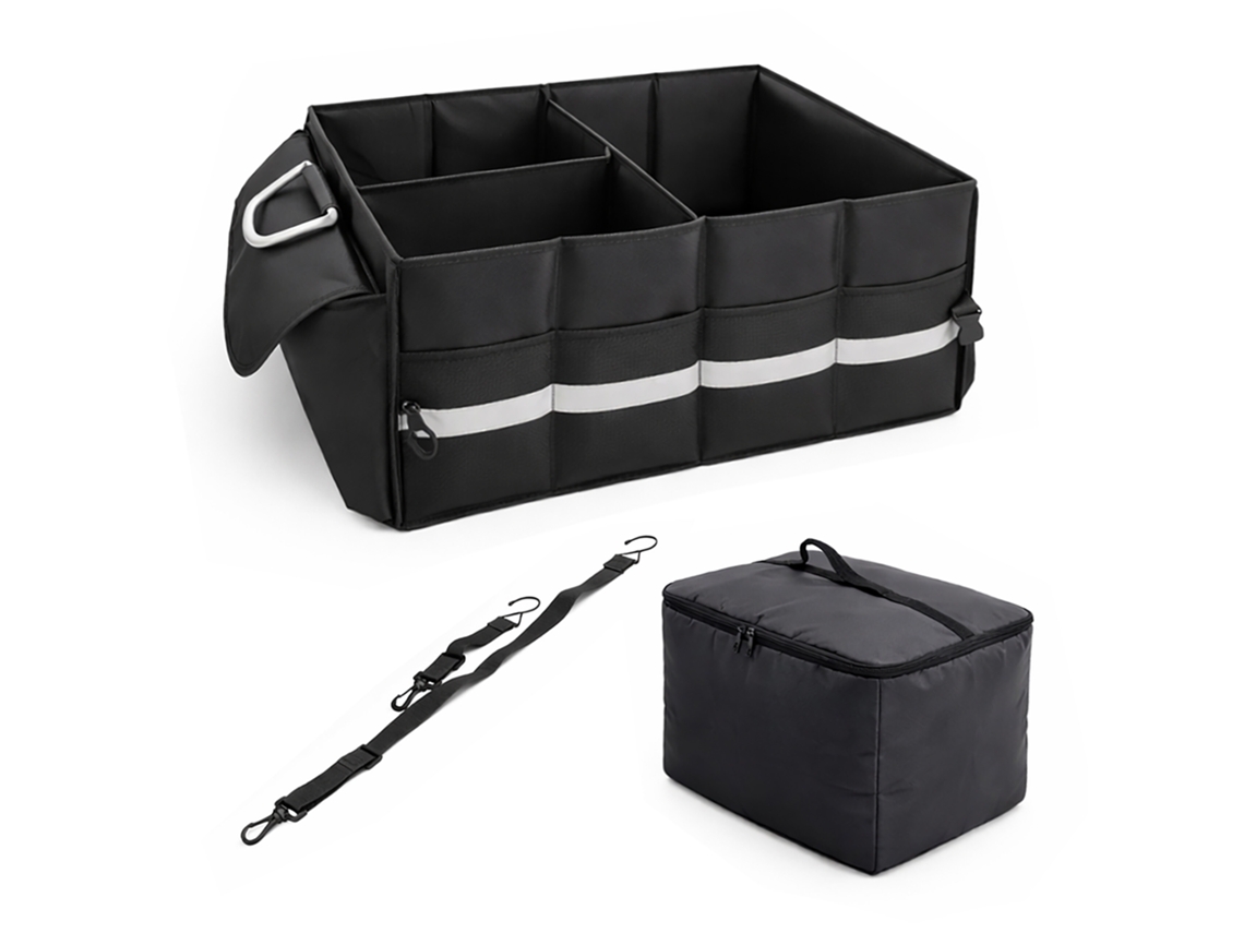 Relaxdays Organizador Para Bagageira Com Tampa, Bolsa Térmica Removível, Dobrável, 30 X 60 X 40 Cm, Preto