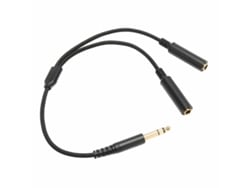 Cabo Y Dividor Estéreo Plugue Macho de 6,35 mm para Plugue Duplo Fêmea 11,8 pol. com Conectores Dourados
