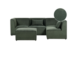 Sofá con reposapiés BELIANI Lemvig de Pana Verde 250x166x78