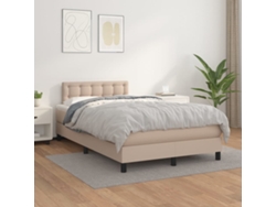 Cama Box Spring Con Colchón Cuero Sintético Capuchino 120x200cm