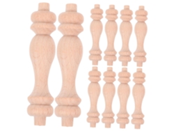 10 Piezas De Balaustres Y Varillas De Madera Natural Para Escaleras, Con Formas Y Círculos Elaborados A Mano.