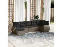 Conjunto de sofás de jardín de 7 piezas DKD Home Decor con cojines de mimbre gris