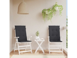 Cojín Silla De Jardín Respaldo Alto 2 Uds Tela Negro 120x50x3cm