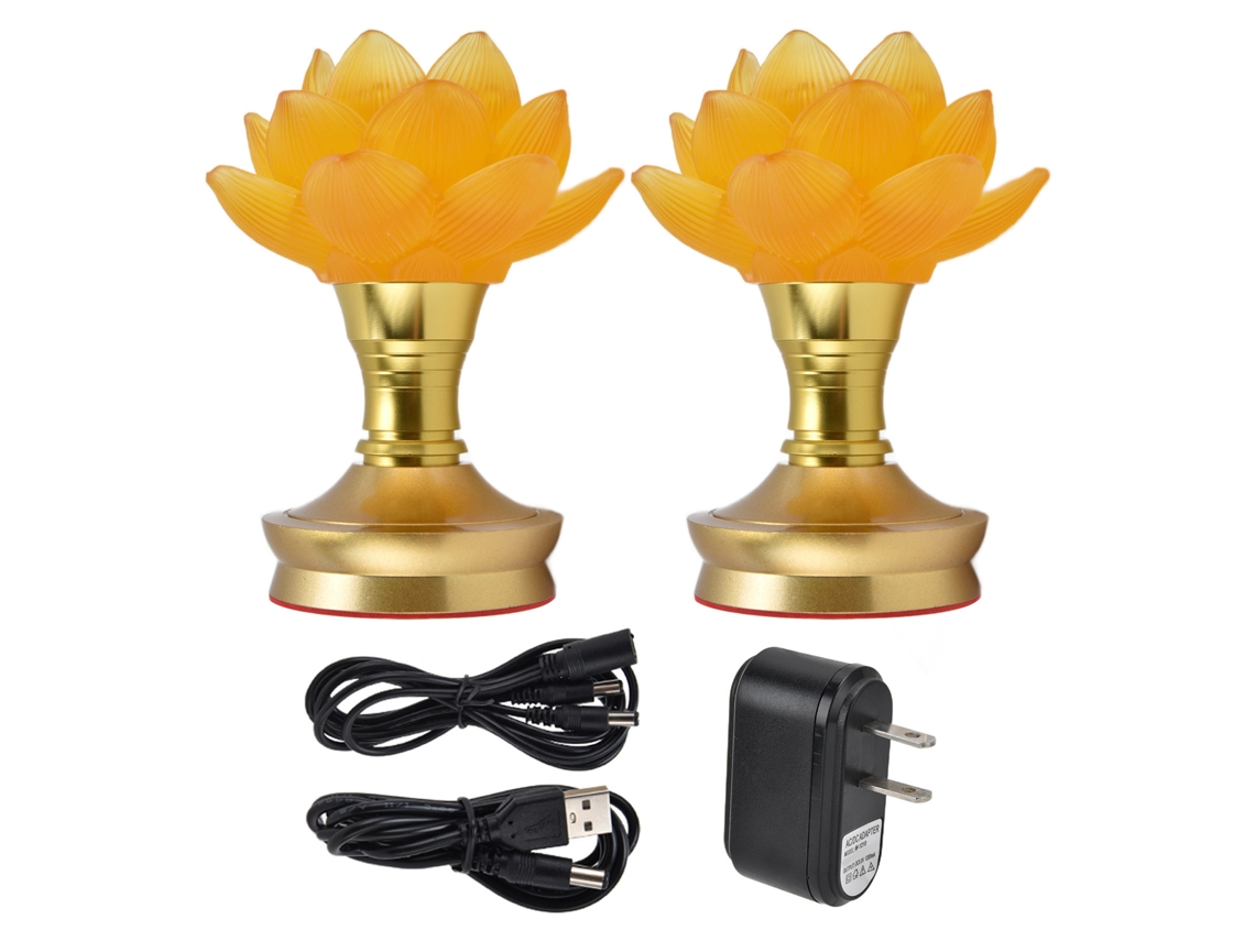 Lámpara LED budista, 3 colores ajustables, 2 unidades, enchufe estadounidense.