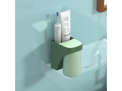 Soporte De Pared Para Cepillos De Dientes Linjou Con Ventosa (verde Oscuro)