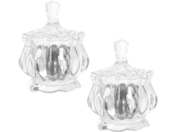 Conjunto De 2 Potes De Vidro Para Doces Com Tampas, Transparentes, Multifuncionais, Para Armazenamento.