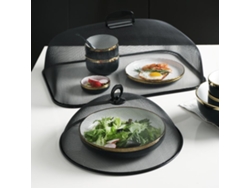 Tapa Para Comida De Hierro Con Malla Densa Y Mango Giratorio 180°, Grande Rectangular Negro Para Cocina