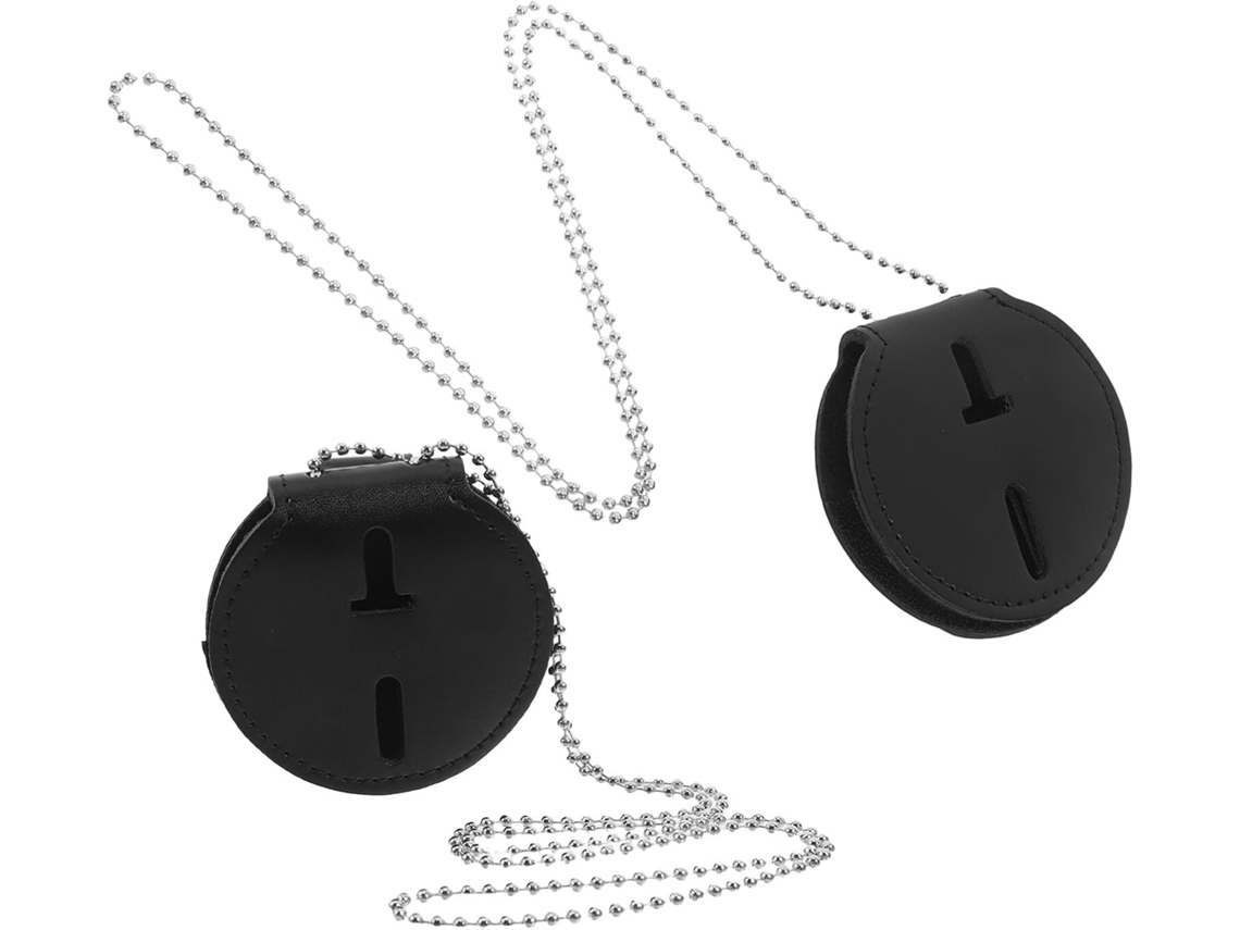 Juego De 2 Portatarjetas Metálicos Con Clip Y Cubierta De Cuero.