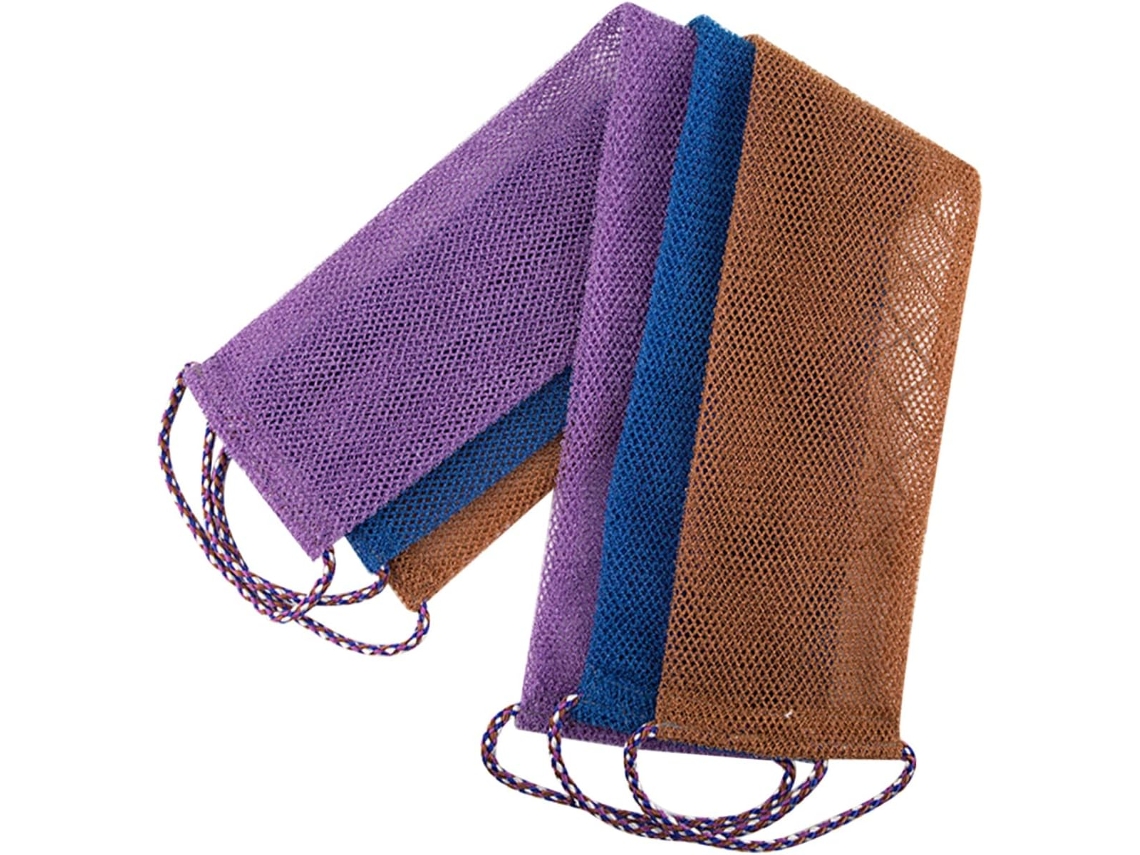 Set de baño exfoliante de 3 piezas para espalda y cuerpo: toalla, bola de baño y exfoliante de Gokoco