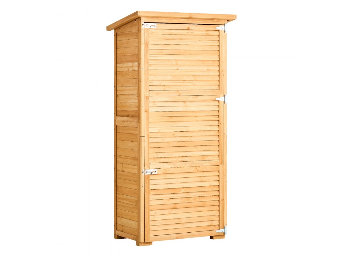 Gabinete de jardín de madera de cedro con estantes y protección Tekmaquinas