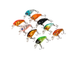 Set De 9 Señuelos De Pesca De Plástico, Pequeño Señuelo Crankbait De 4,5 Cm/4 G Con Ojos 3d Y Anzuelo Tamaño 10 Para Lubina.