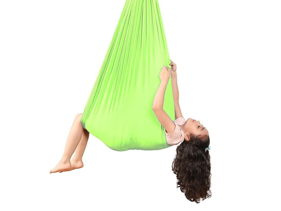 2026-colchoneta De Yoga Aérea Infantil 100% Nylon 280x100cm Columpio Antigravedad Para Entrenamiento Sensorial Interior/exterior Verde Hierba