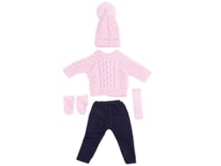 Roupas Para Boneca 18 Polegadas: Camiseta, Calças, Chapéu, Cachecol E Luvas - Rosa Claro