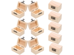 Juego De 12 Mini Cajas De Madera Natural Con Tapa Abatible Y Cierre Metálico Seguro.