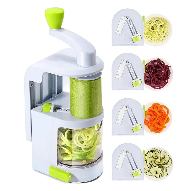 Cortador De Verduras En Espiral 4 En 1, Cortador De Verduras Con Ventosa, Fabricado En Acero Inoxidable Ecológico.