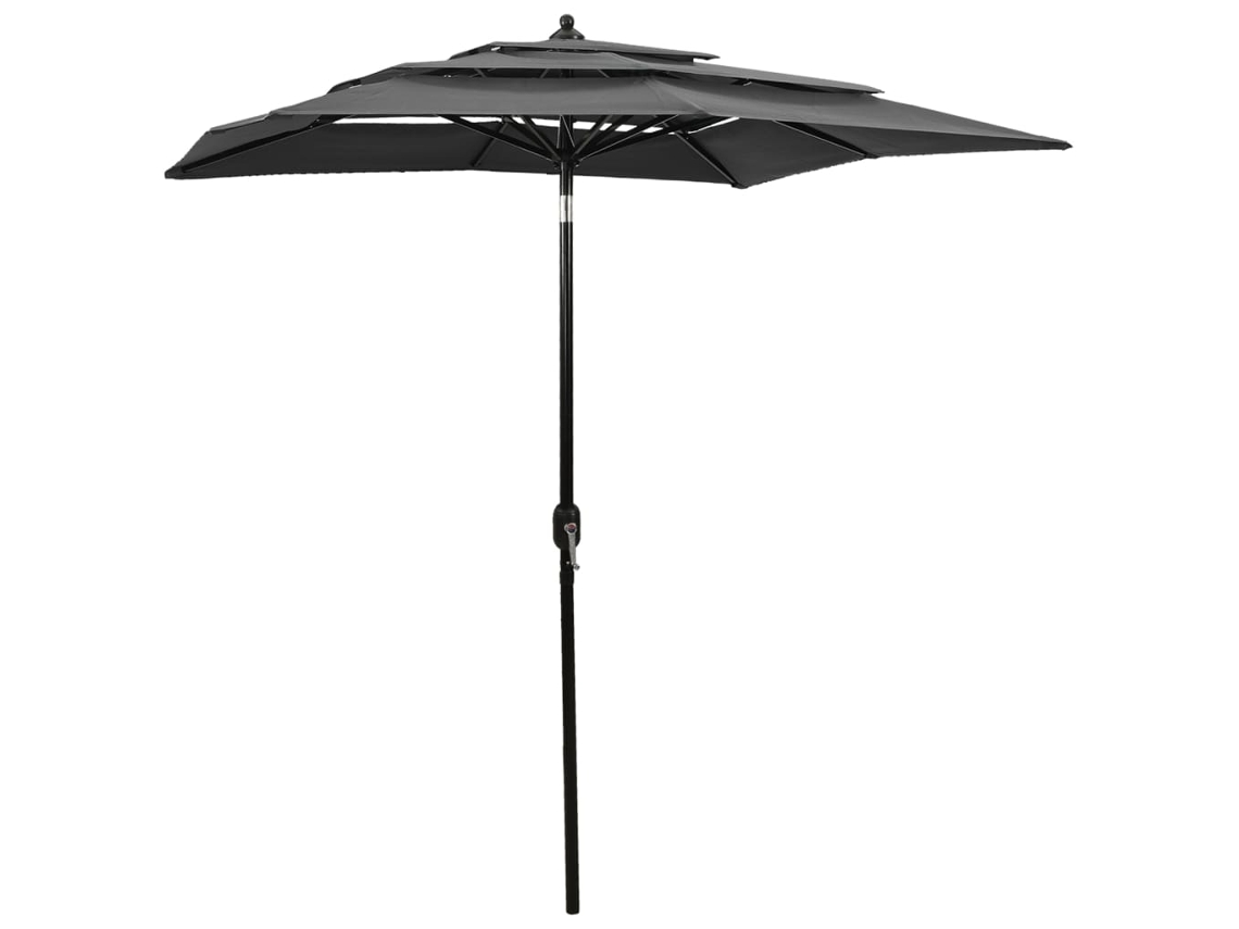 Parasol de 3 Camadas con Poste de Aluminio 2 x 2 m Antracite