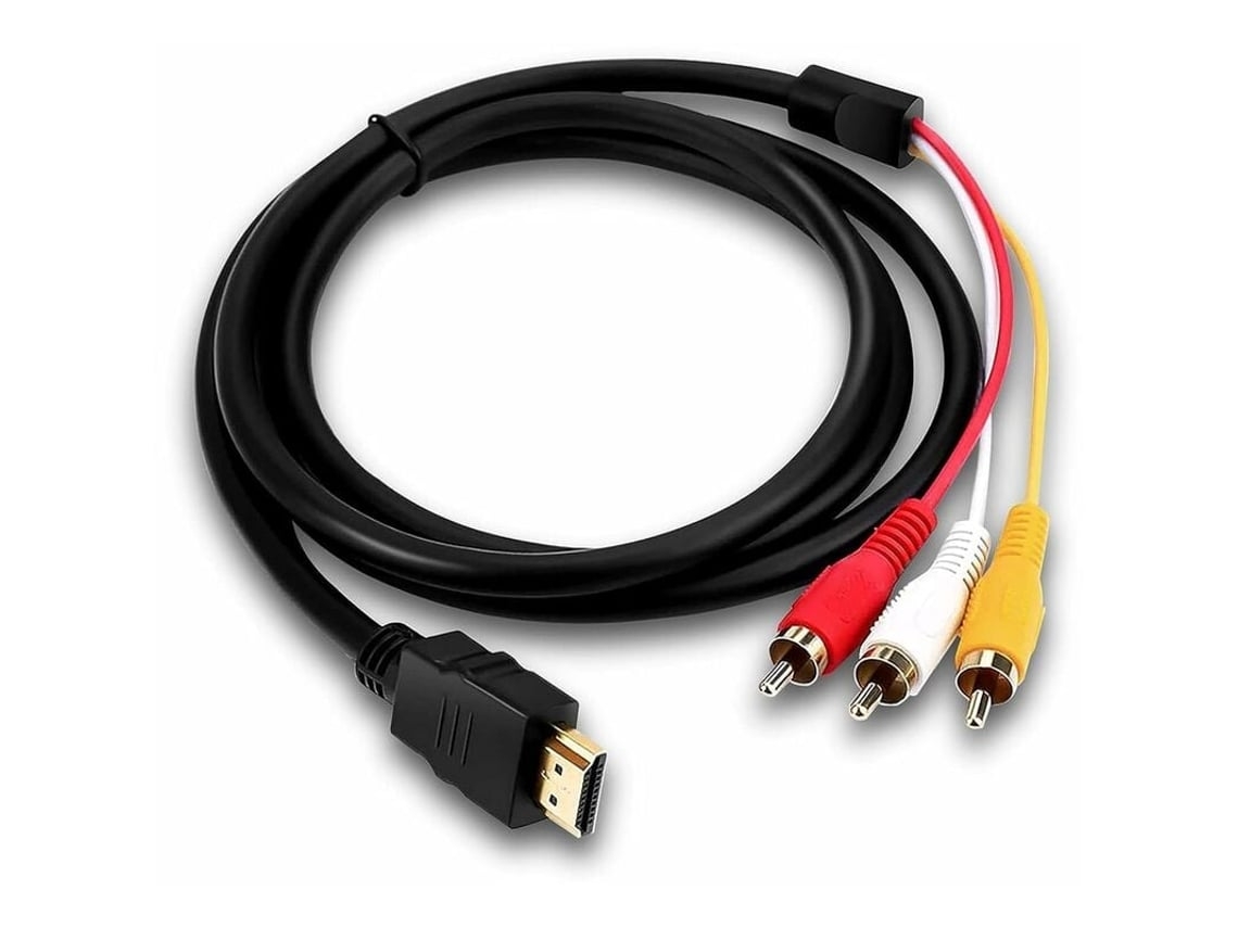 Cabo conversor HDMI para RCA, cabo de áudio e vídeo Full HD com adaptador 3RCA, vermelho, amarelo e branco, para televisão.