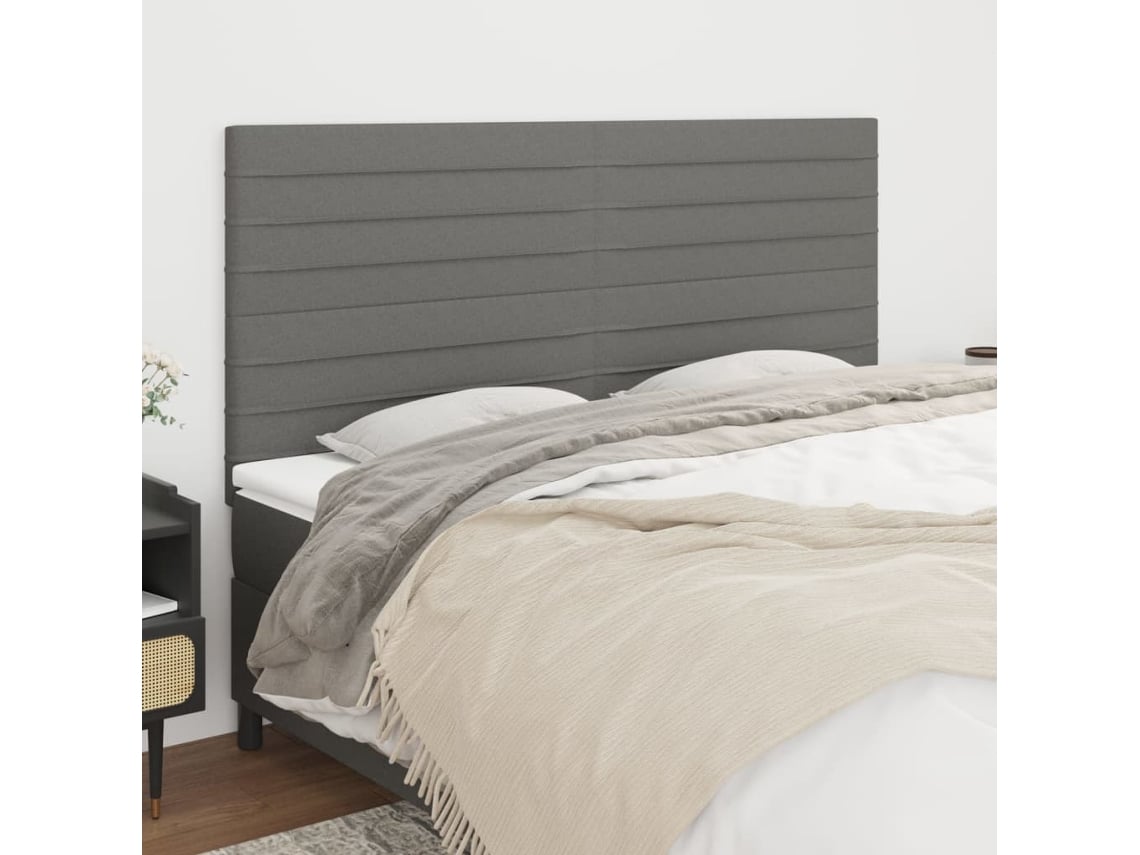 Cabeceros 4 Unidades De Tela Gris Oscuro 100x5x78/88 Cm