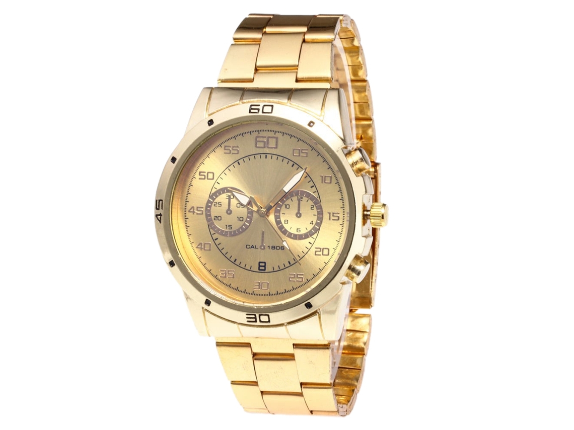 Reloj De Cuarzo Para Hombre Con Correa De Acero, Dial De Tres Ojos, Zhoulianfa (oro)