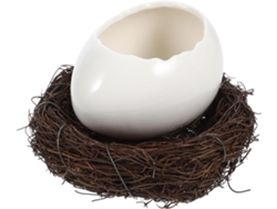 Cerámica Blanca Forma Cáscara Huevo Decoración Ratán Multifuncional Postres Ideal Bodas Almacenamiento Moderno
