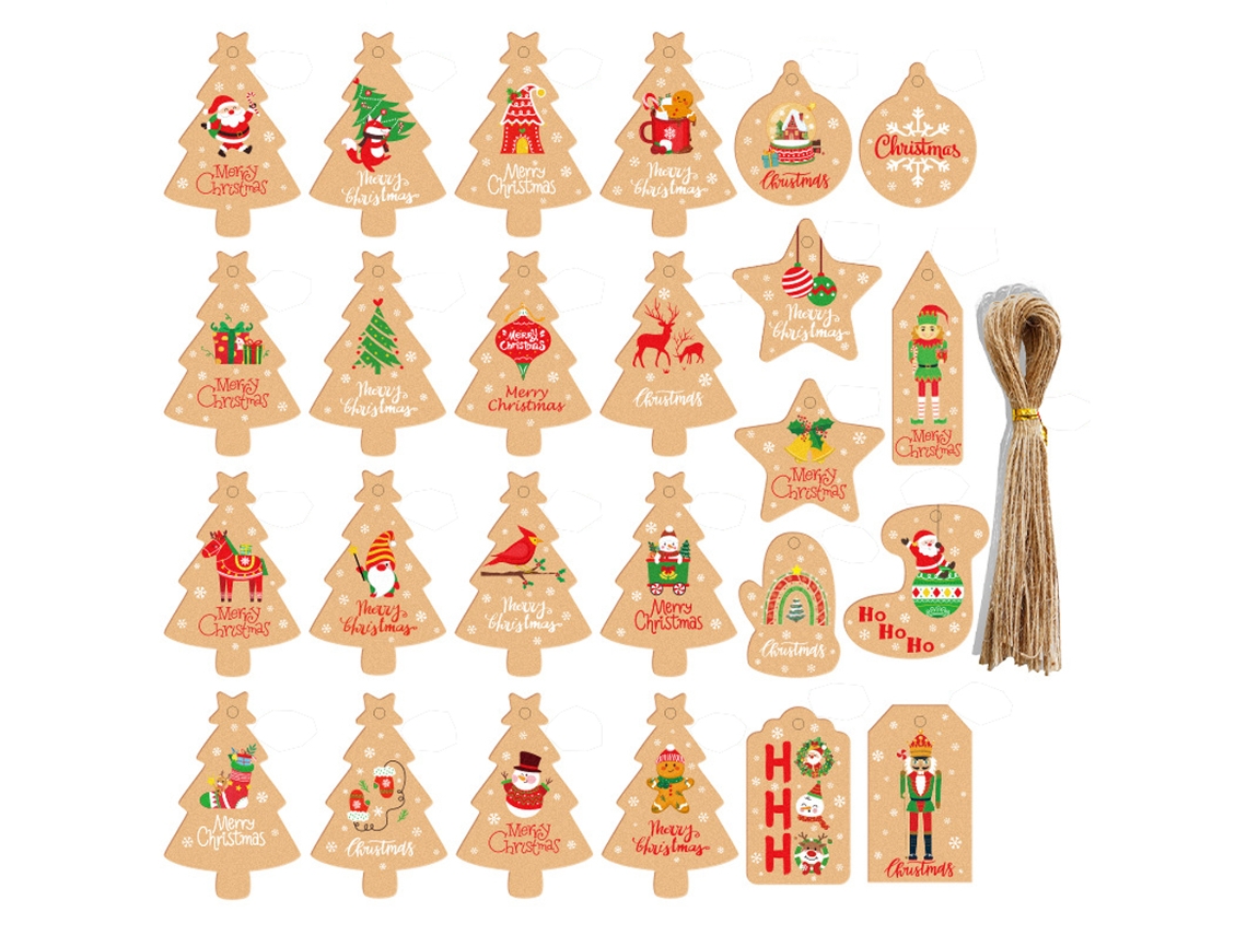 Etiquetas navideñas, adornos para árboles, etiquetas de hilo para decoración TRUYUETY