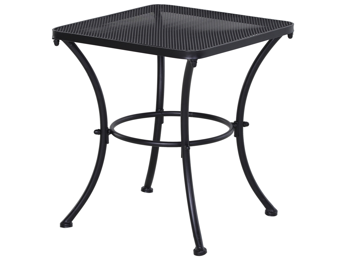 Mesa auxiliar Outsunny negra de metal de 45 x 45 x 50 cm para jardín, balcón o terraza Ycone