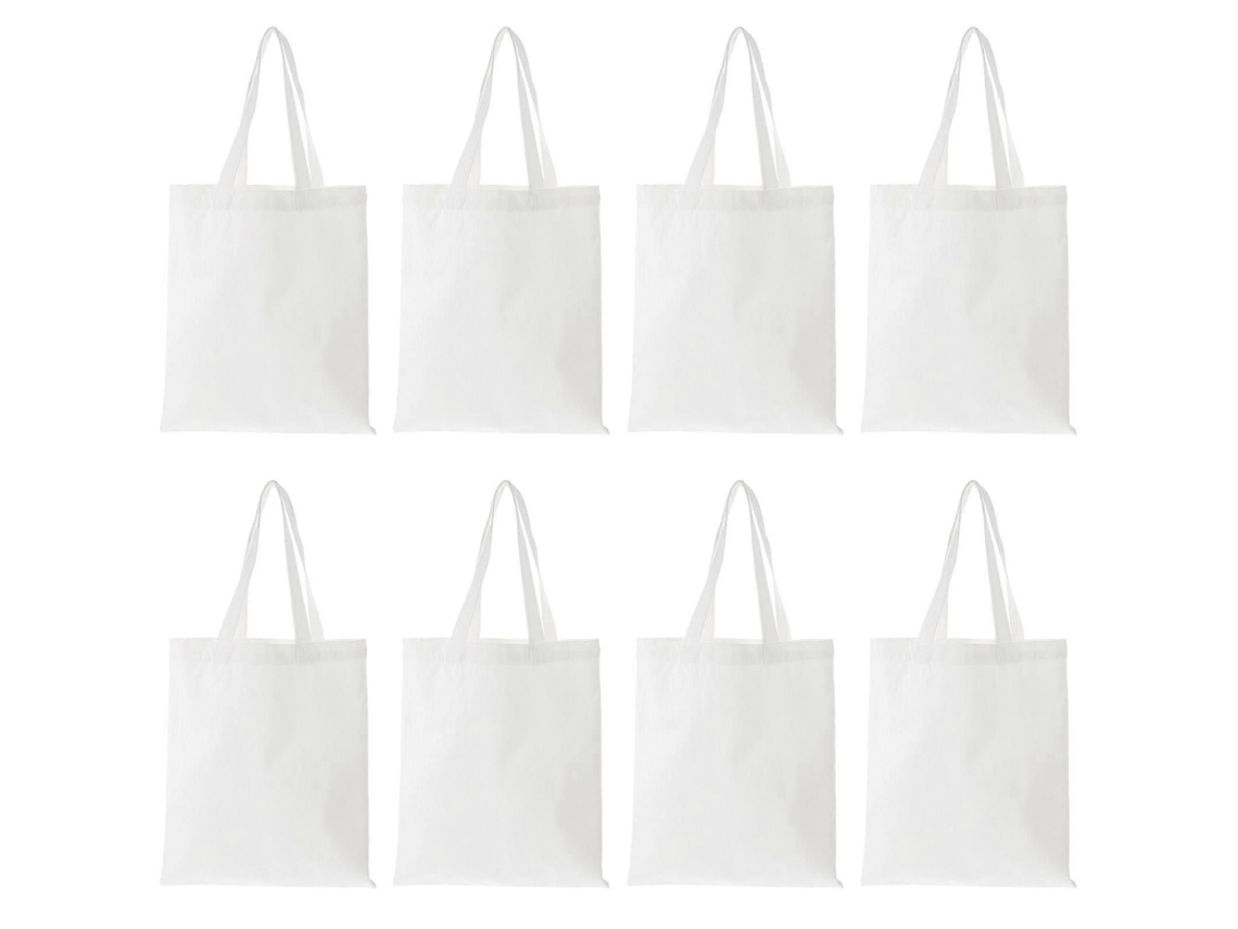 Juego de 8 bolsas de compra plegables para impresión por sublimación sobre lienzo, 35x30cm, blancas GOKOCO