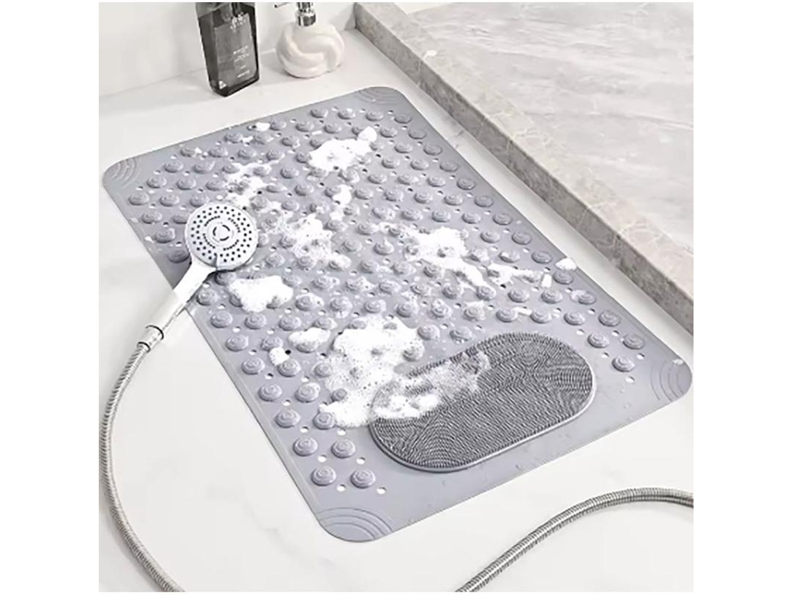 (gris) Almohadilla De Ducha Antideslizante, Masaje De Pies, Con Ventosa, Con Orificio De Drenaje, Lavable A Máquina