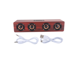 Altavoz Bluetooth Inalámbrico Con Subwoofer Y Acabado En Madera Roja Para Pc, Teléfono Y Ordenador De Sobremesa