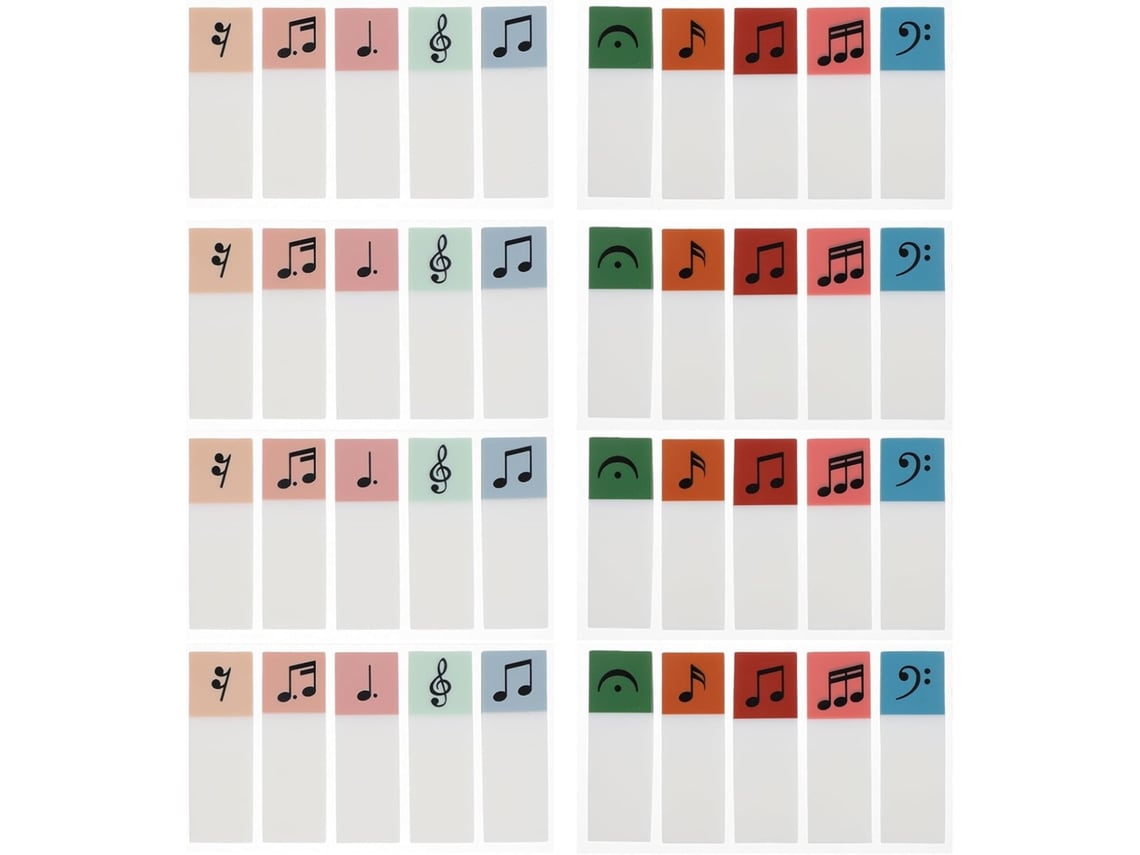 20 Juegos De Pestañas Adhesivas Transparentes Para Notas Musicales