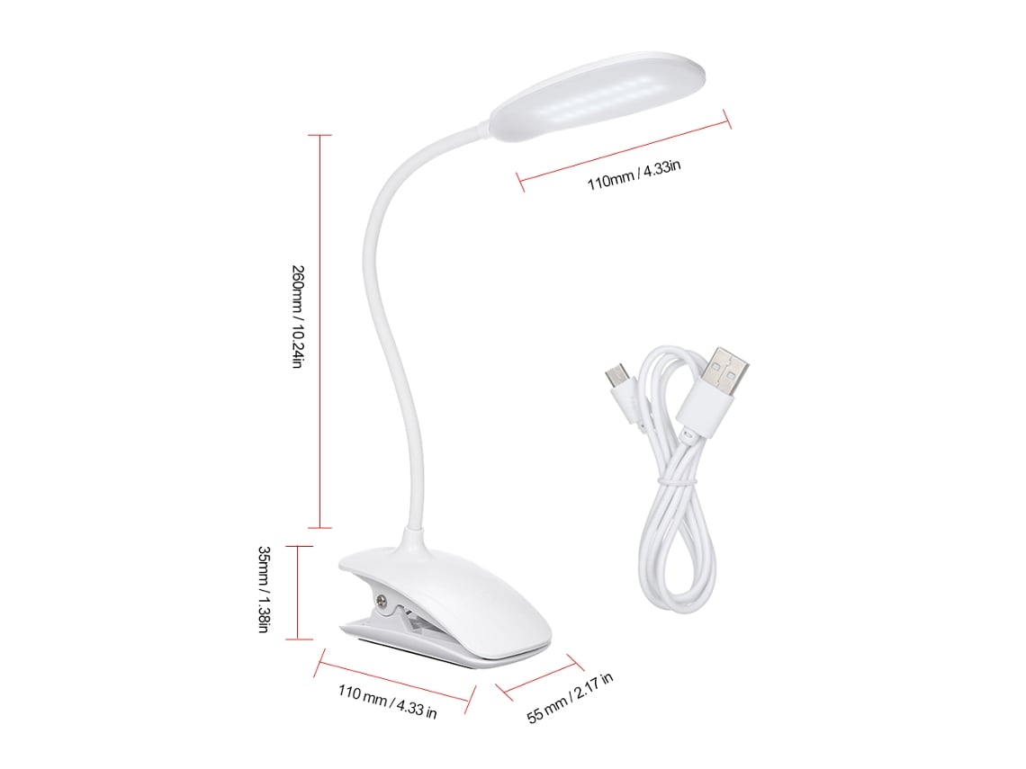 2026-lámpara De Escritorio Recargable Con Pinza Led Regulable Control Táctil 3 Niveles De Brillo Cuello Flexible 360° Para Oficina Dormitorio