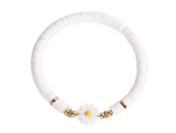Pulsera De Cuentas De Arcilla Con Flor De Margarita Para Mujer, Moda Veraniega Playera.