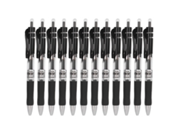 12 Unidades Bolígrafo Gel De Carbono De Alta Capacidad Con Botón 0.5mm Punto Bullet Para Oficina (negro)