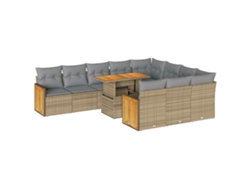 Maison Exclusive - Set Sofás Jardín Y Cojines 11 Pzas Ratán Sintético Acacia Beige