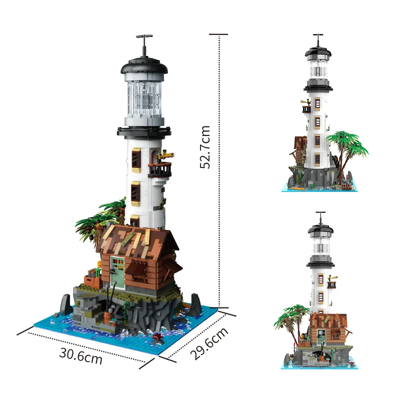 Faro De Pueblo Pesquero Creativo, Mini Bloques De Construcción, Con Luces, Perfecto Para Regalar.