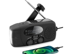 Radio de emergencia portátil AM/FM NOAA con manivela, batería de 5000 mAh, alarma SOS y carga USB-C - Negra Hexinyigjly