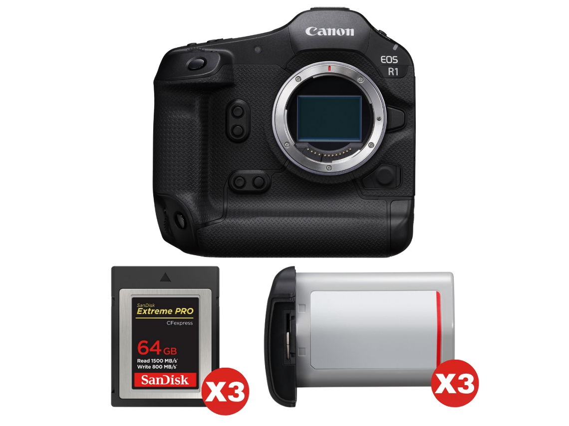 Canon Eos R1 + 3 Sandisk 64gb Extreme Pro Cfexpress Type B + 3 Canon Lp-e19 + Ebook “20 Consejos Para Fotos Que Impactan”